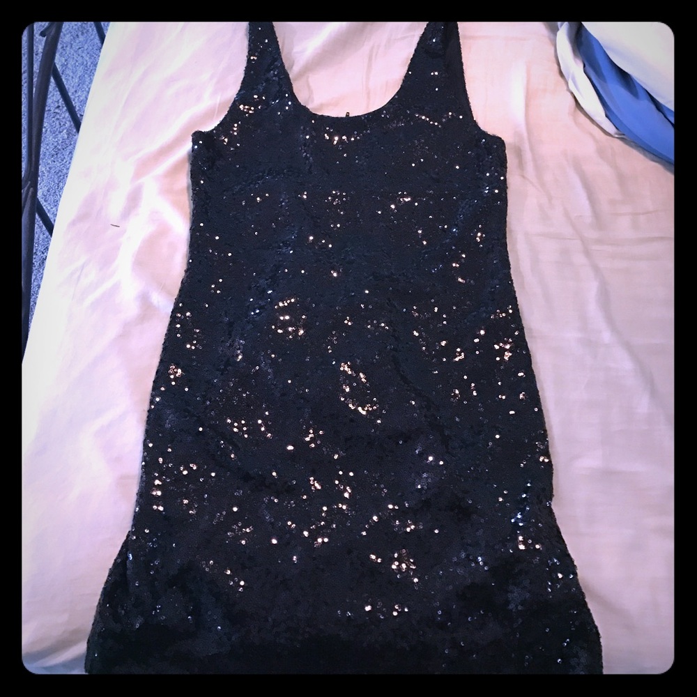 Black sequin mini dress