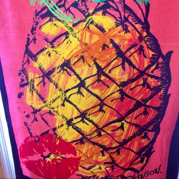 Betsey Johnson Orange Pineapple Kiss Beach Towel - Picture 3 of 5