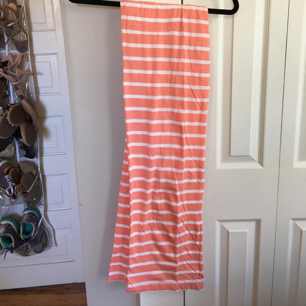 Coral and White Striped Pajama Bottoms
