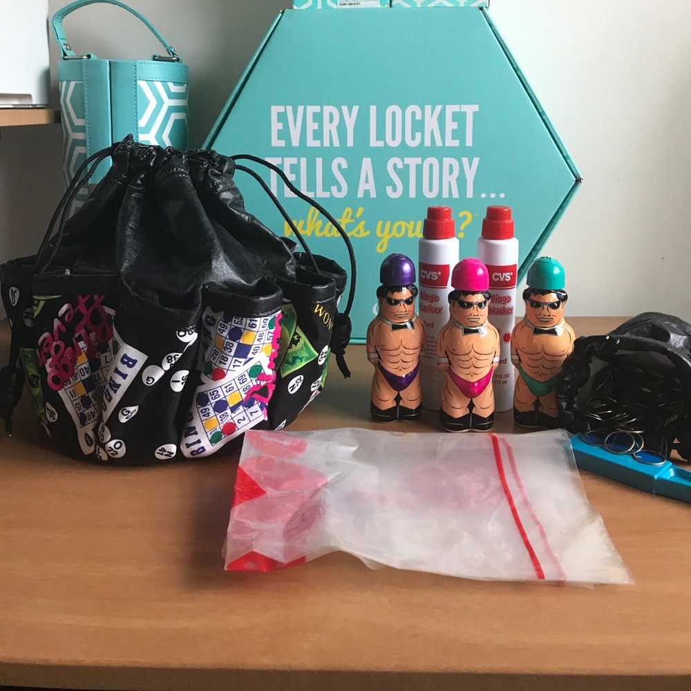 Bingo Bag with dauber, chips and mat.