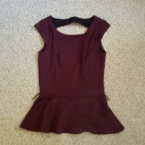 Peplum shirt with open back