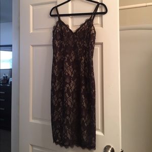 Rebecca Taylor Brown Lace Slip Dress Size 4