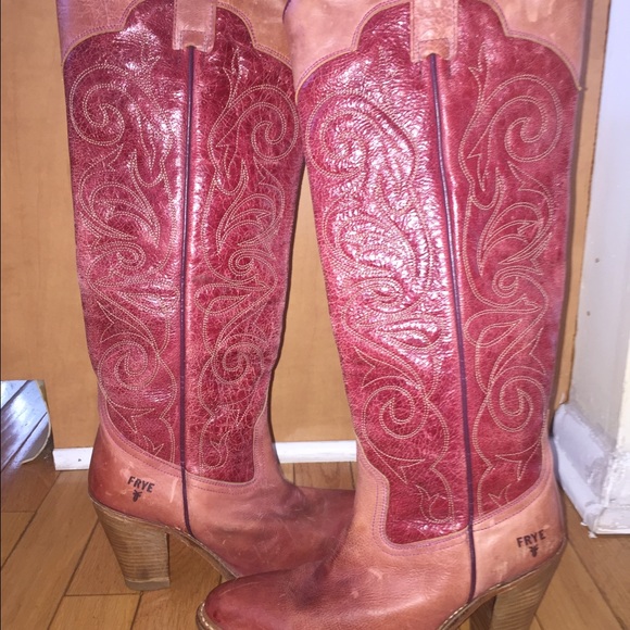 Frye Red Mustang Stiched boots. Worn only 3x! - Picture 1 of 3