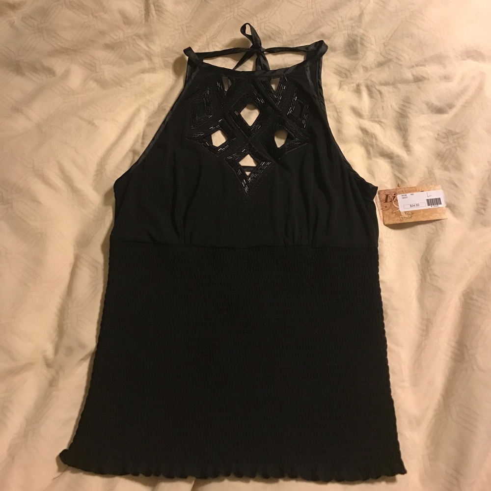 Black fitted halter