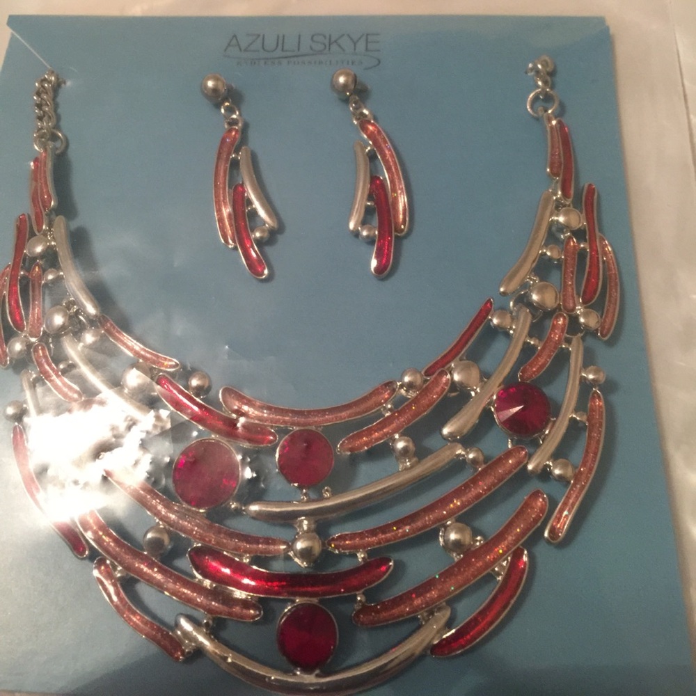 Necklace with post dangling earrings