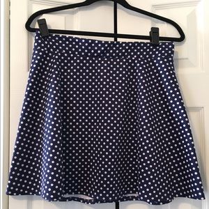Navy and white polka dot skater skirt
