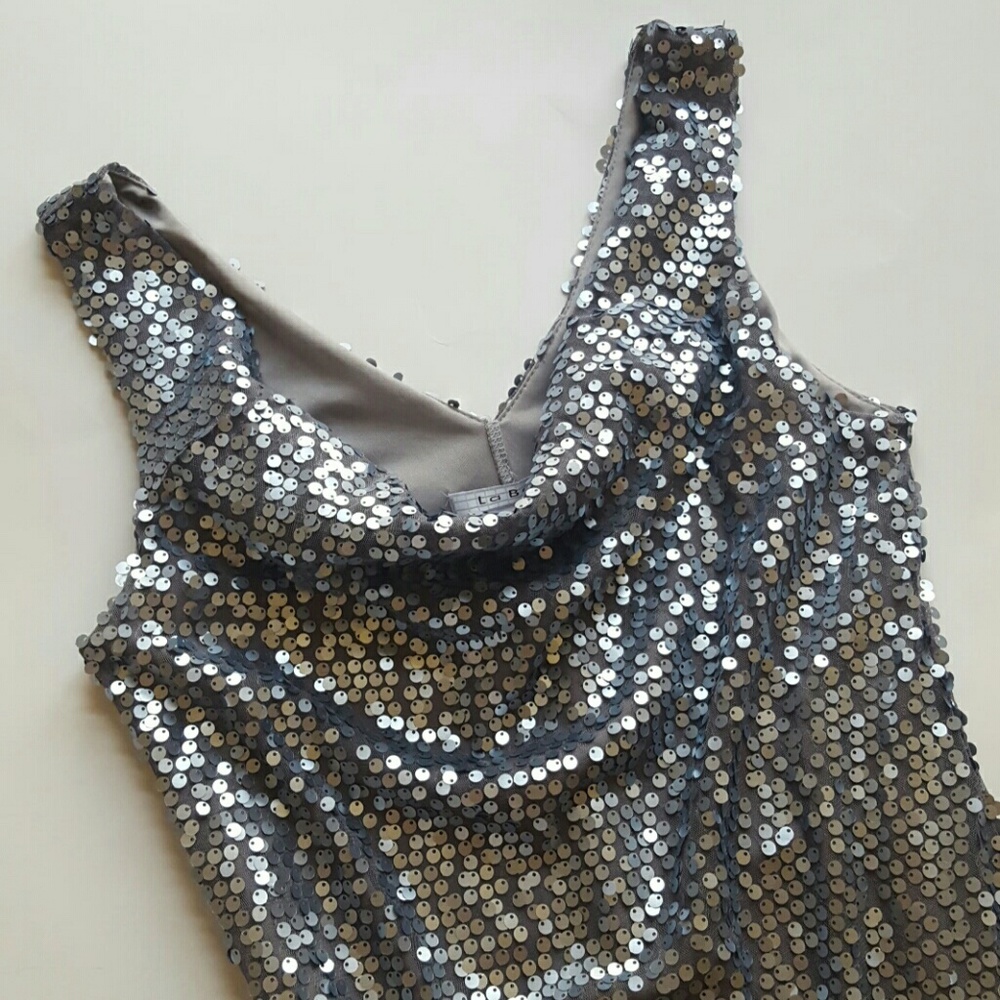 Sequin cowl neck dress