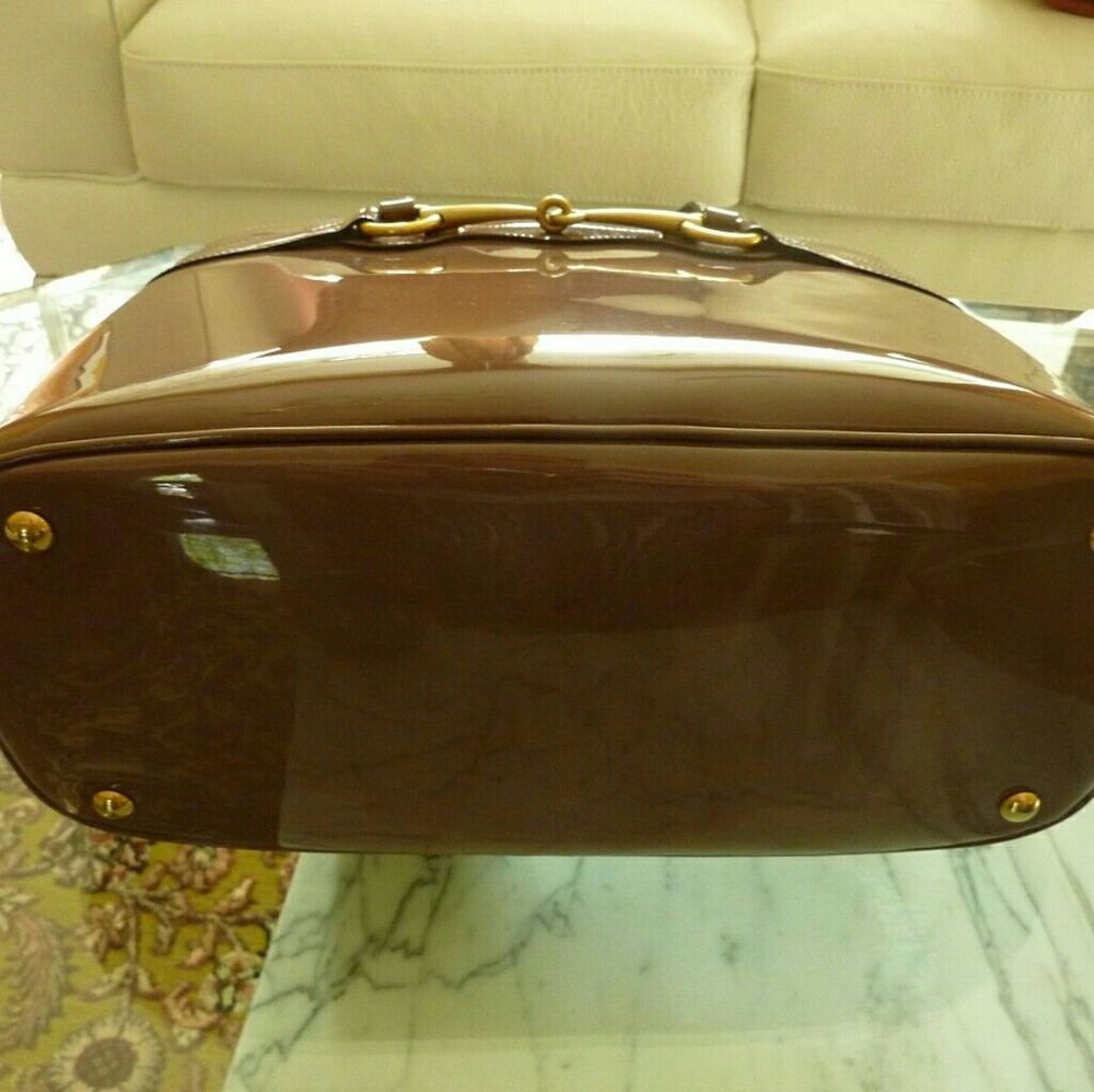 Gucci $1900 Horsebit Patent Leather Tote - Mauve - Picture 3 of 4