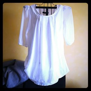 White flowy chiffon blouse