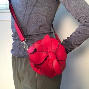 Red flower cross body purse