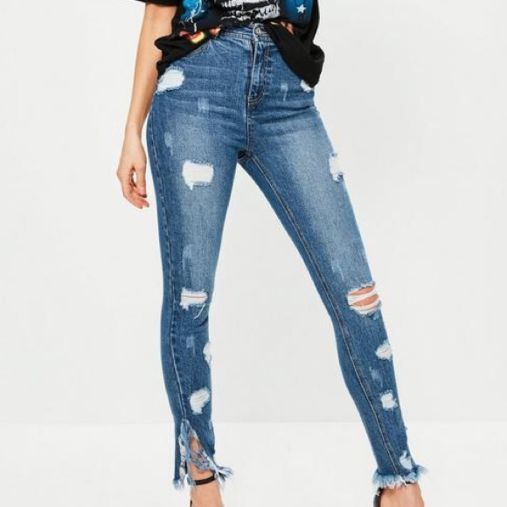 Blue Sinner High Waisted Ripped Skinny Jeans