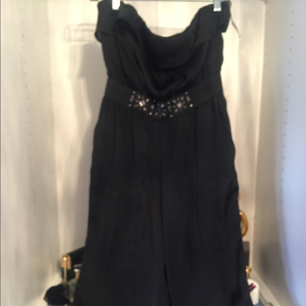Elegant Black Satin Embellished Jumpsuit!