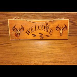 Handmade Wood Burned Welcome Sign