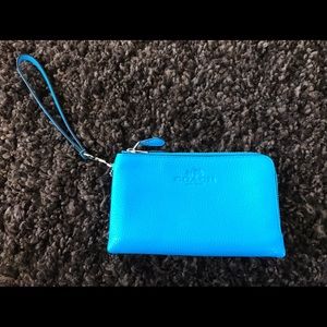 Coach Pebble Leather Double Corner Zip Wristlet