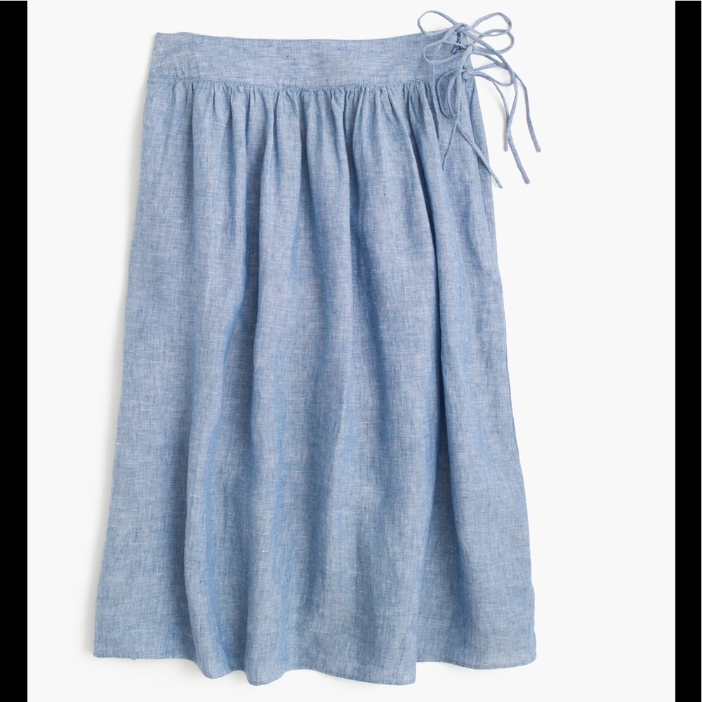 Beautiful Green J. Crew Linen Midi Skirt