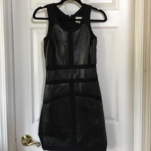 Nicole Miller Artelier black leather panel dress_5
