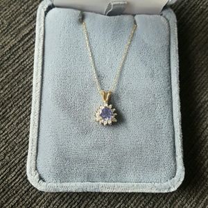 10K gold tanzanite diamond pendant necklace