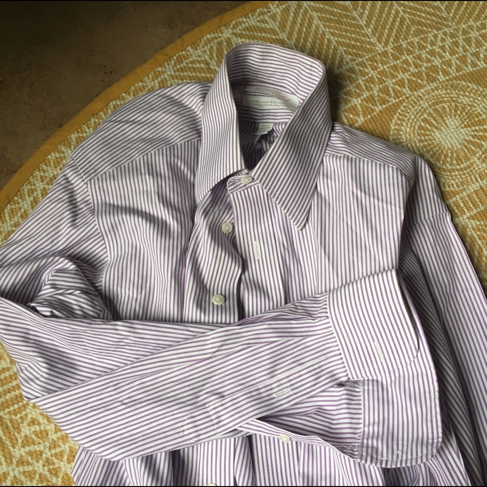 Purple & white striped button up