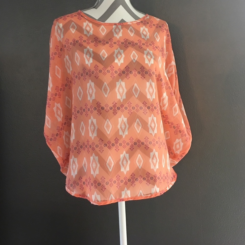 Sheer Aztec/Boho Boutique Top