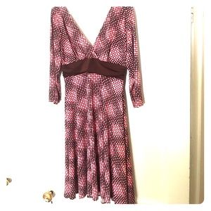 3/4 sleeve a-line dress with polkadots.