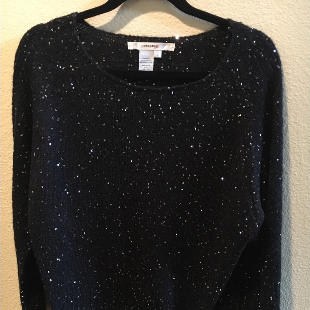 STUDIO M PRETTY BLACK Sequin sweater size 12