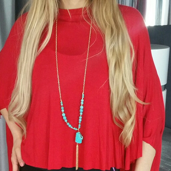 Faux turquoise detail necklace - Picture 2 of 4