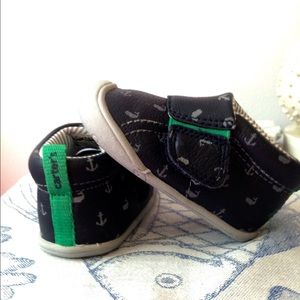 Carters navy leather whale and anchor shoes