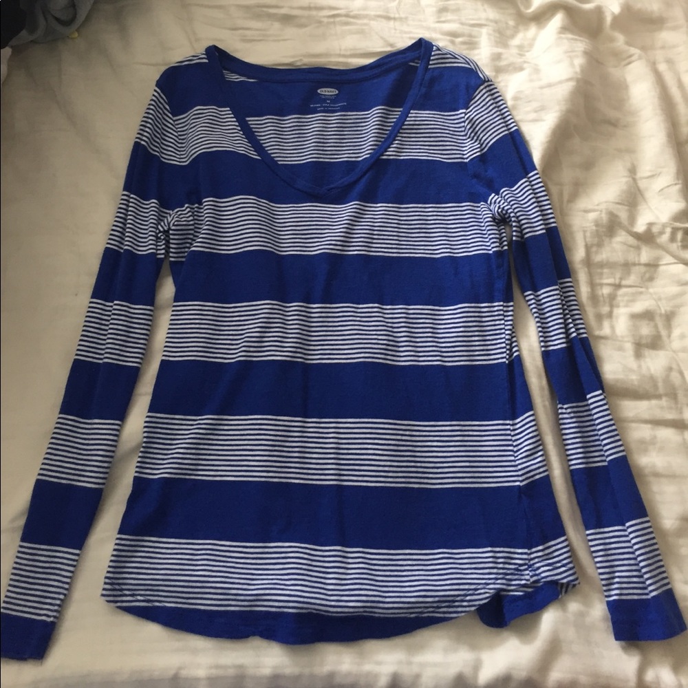 Old Navy Long Sleeve Royal Blue Stripe T shirt
