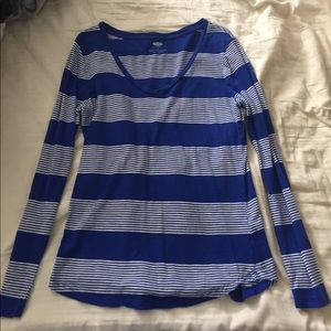 Old Navy Long Sleeve Royal Blue Stripe T shirt