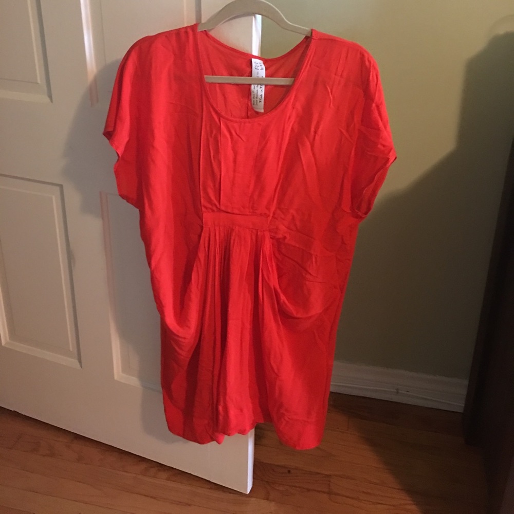 Zara Red/Orange T-Shirt Dress
