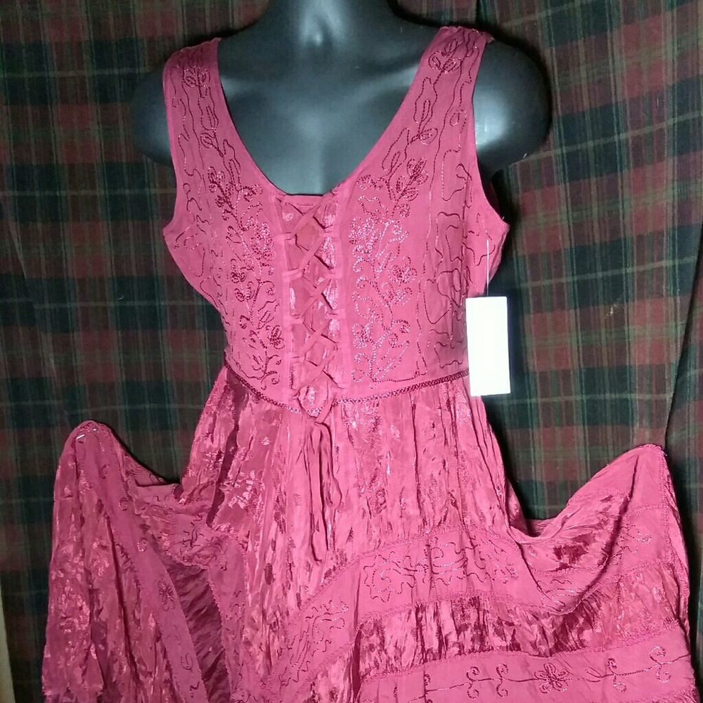 Scully honey creek M maroon Burgundy boho dress