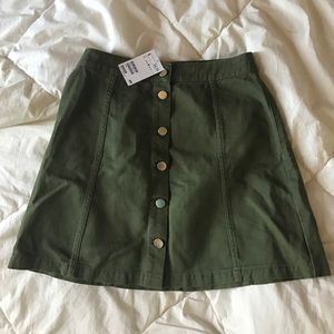 Army green button-up skirt