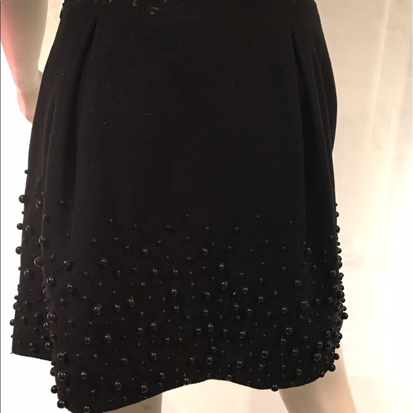 NEW JC Black Ball Beaded Wool Skirt, invrtd plts - Picture 2 of 4
