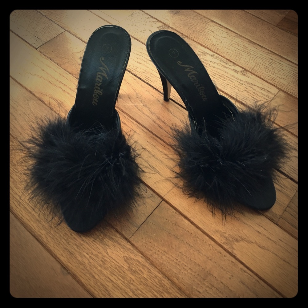 Vintage healed feather slippers