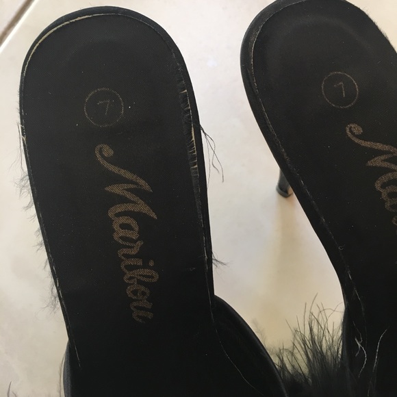 Vintage healed feather slippers - Picture 3 of 3