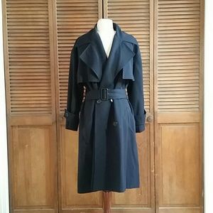 Calvin Klein Deep Navy Belted Trench Coat Size 2