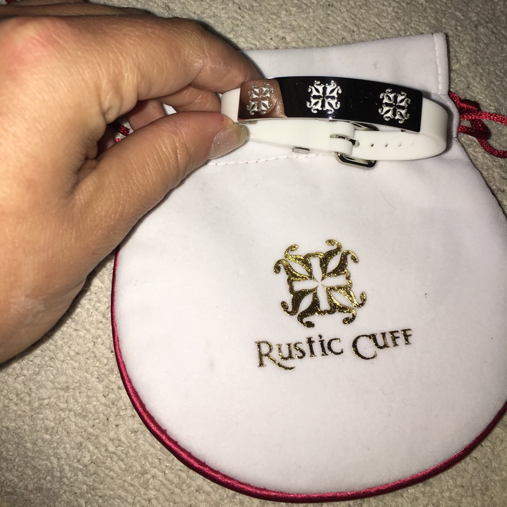 Rustic cuff white and silver buckle bracelet