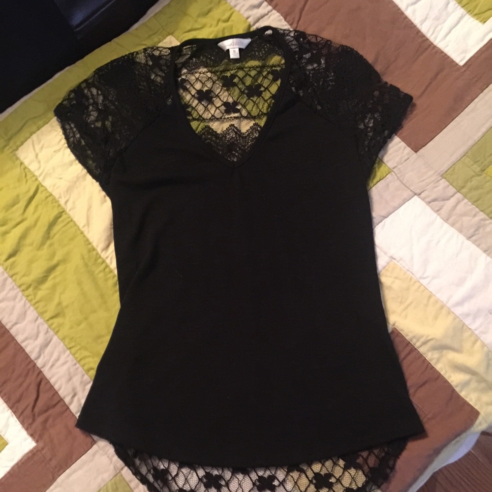 Charming Carlie short sleeve lace back shirt