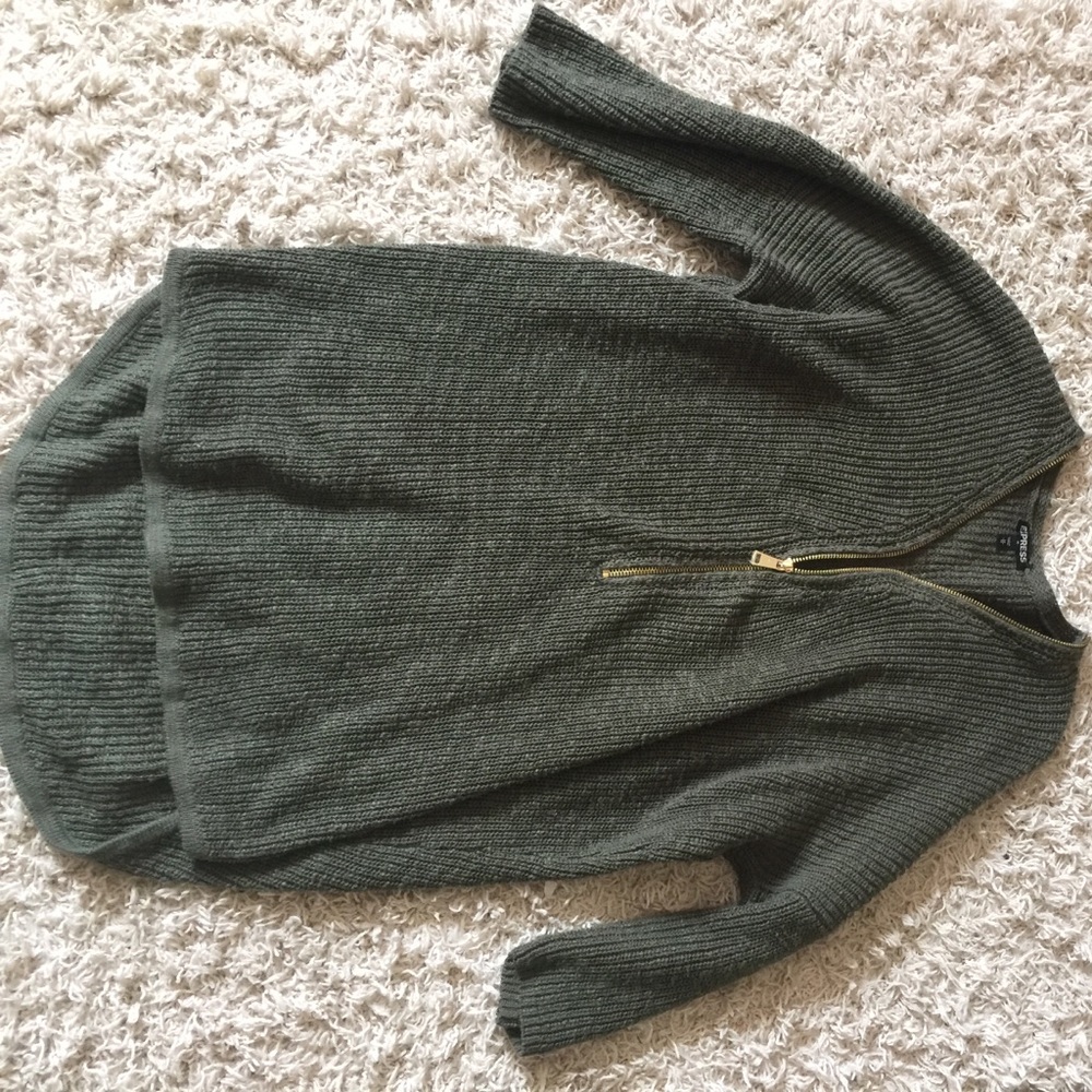 Olive green zip sweater