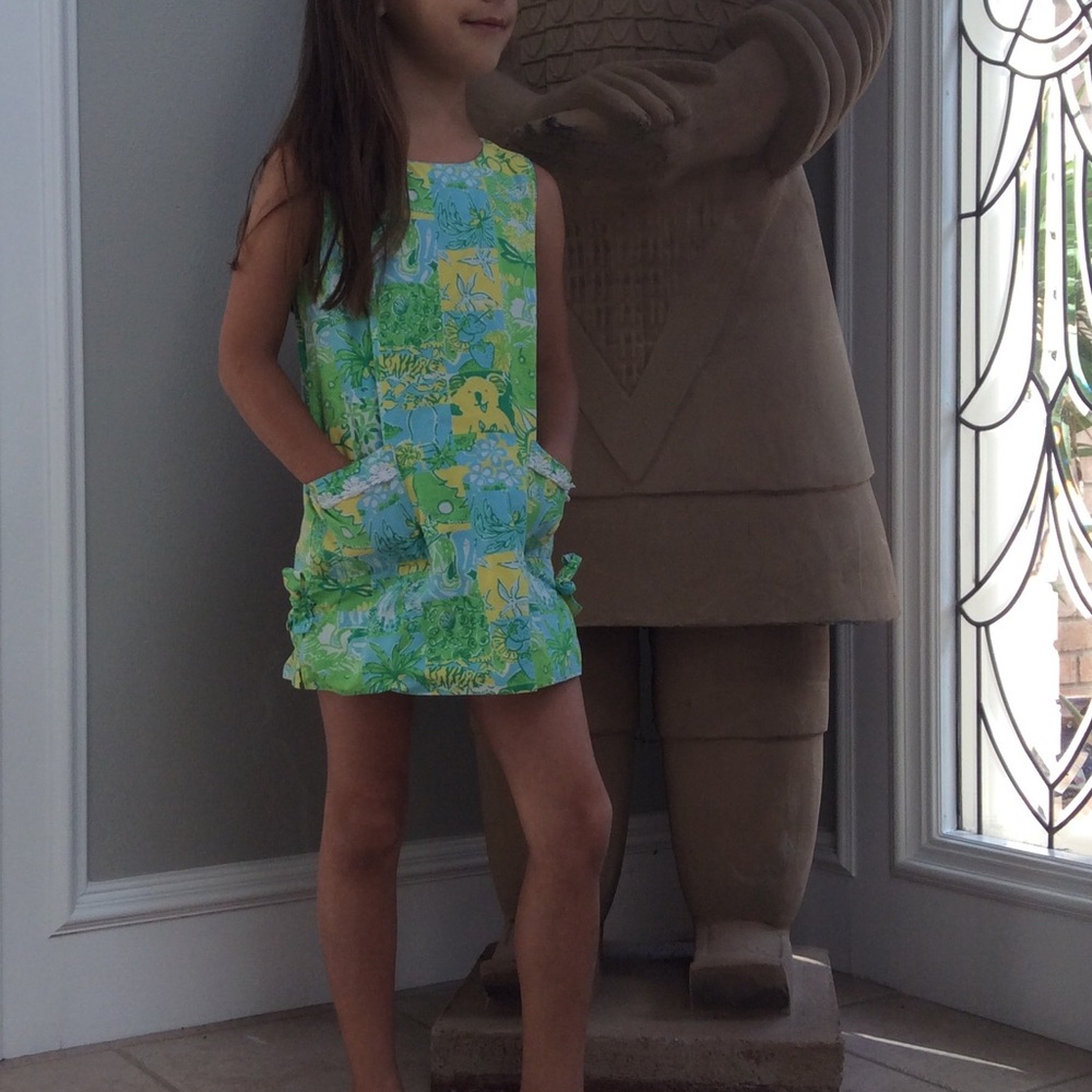 A lime Lilly Pulitzer dress for little girls.