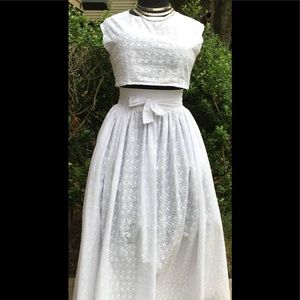 Two piece Crop Topand matching Eyelet Maxi Skirt.