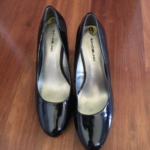 Black patten leather high heels