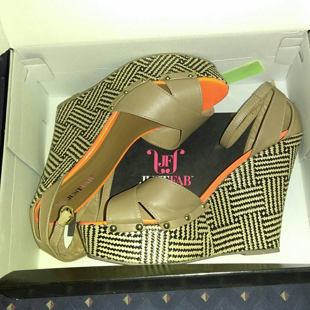 JustFab High heel wedge sandals Anacapri nude