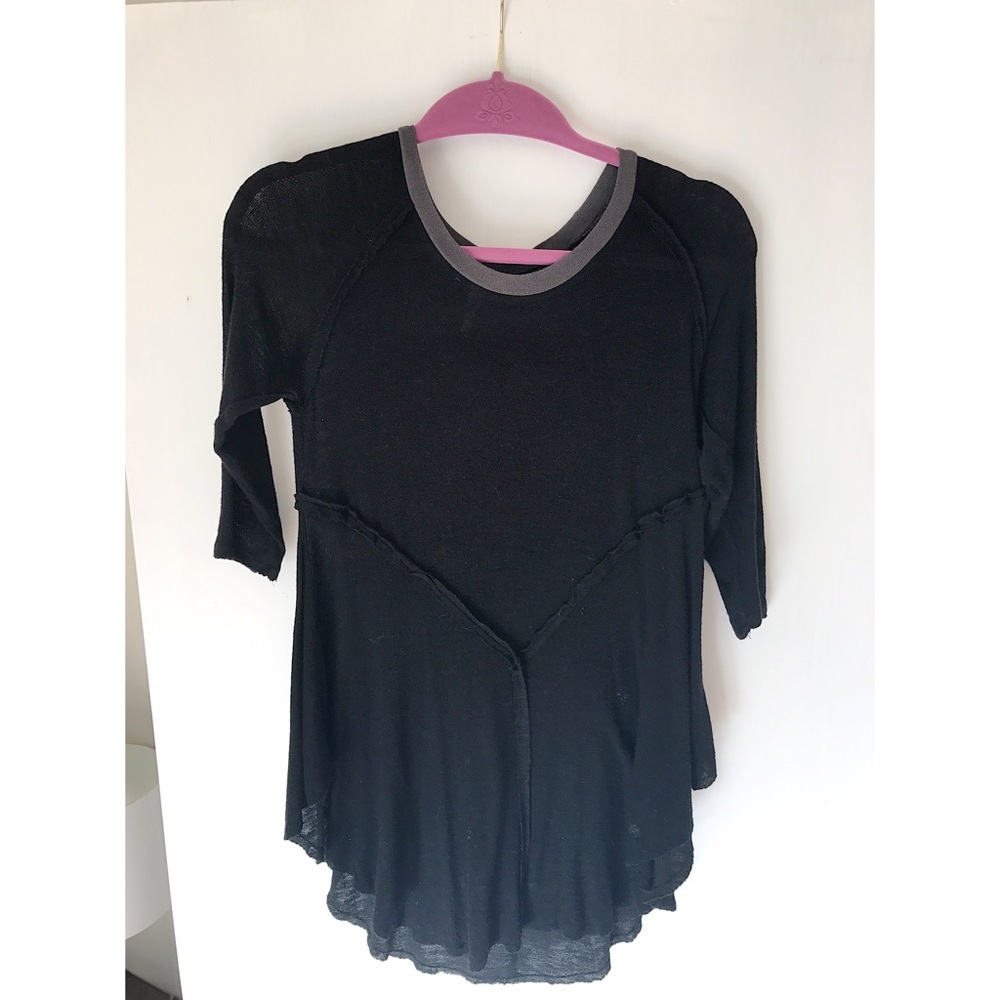 Black Gray FREE PEOPLE Flowy Top Shirt Blouse