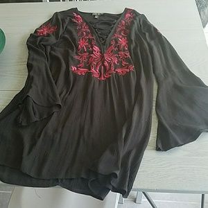 Forever 21 plus embroidered flare sleeve dress 0X