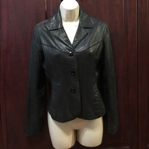 Black, leather, cropped Jacket!!