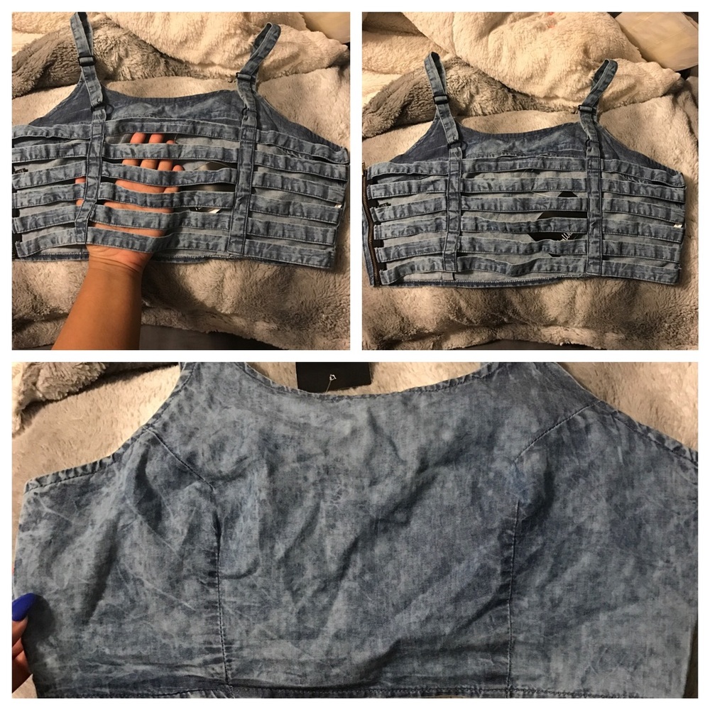 Light denim crop top