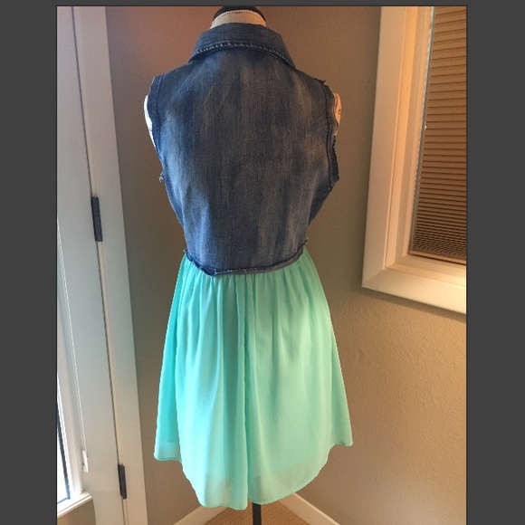 Ya Los Angeles dress, size large, denim/chiffon - Picture 2 of 3