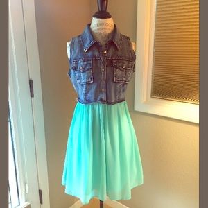 Ya Los Angeles dress, size large, denim/chiffon