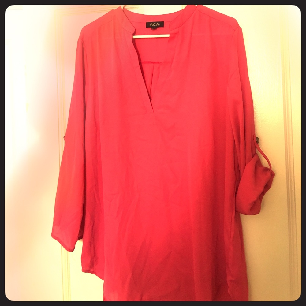 Pink chiffon blouse.